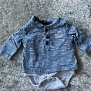 Baby Gap 0-3 month blue onesie two layered long sleeve tee